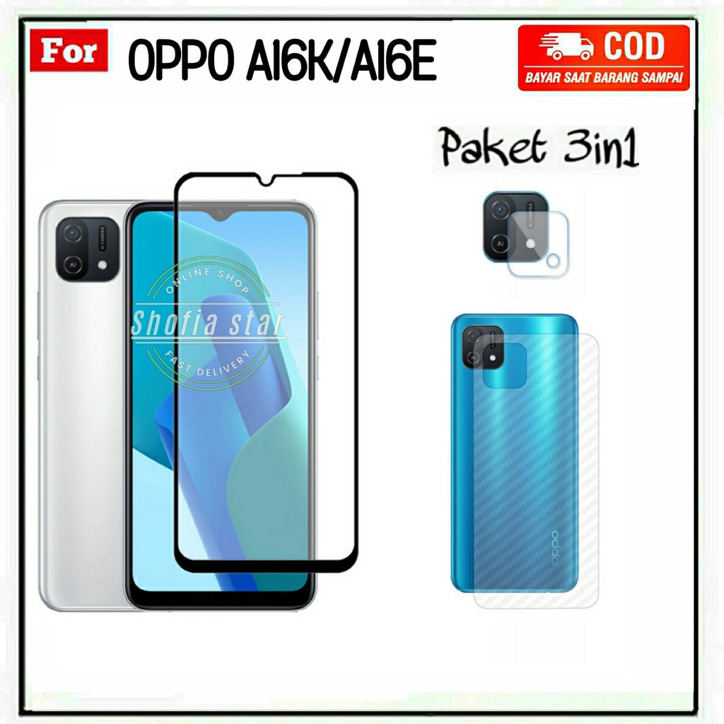 3IN1 TEMPERED GLASS CERAMIC BLUE LIGHT OPPO A16K A16E A76 A96 ANTI RADIASI KACA FULL COVER