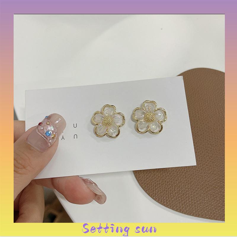 COD✨Anting Korea Simple Retro Anting Jepit Super Fairy Double Layer Flower Earrings Wanita Anting Fashion Pribadi TN