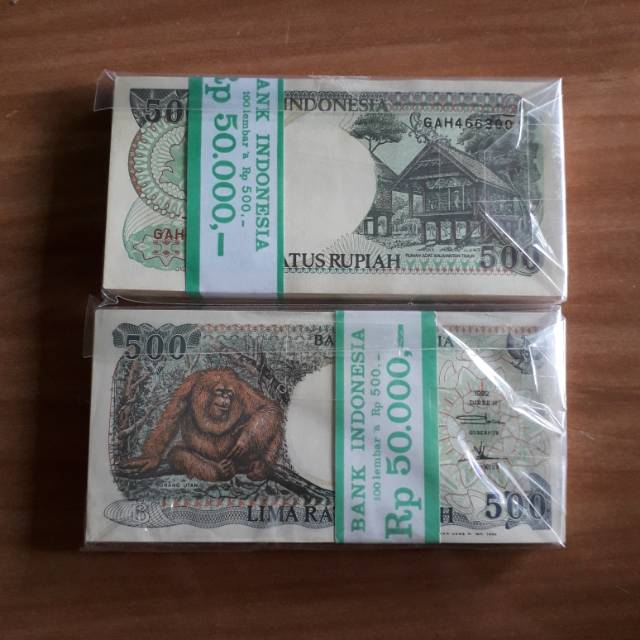 Uang kuno 500 rupiah 1992 segepok