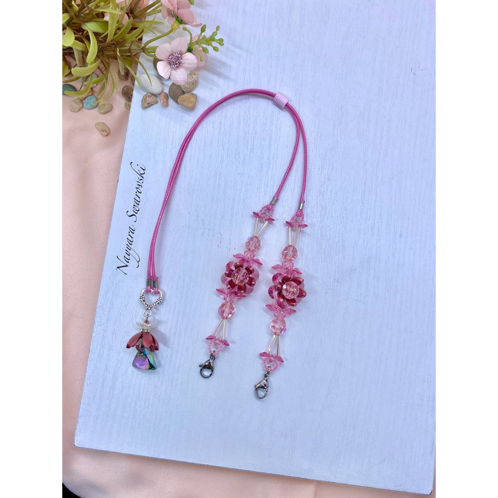 Kalung Konektor Masker Swarovski Austria (Baby Pink)