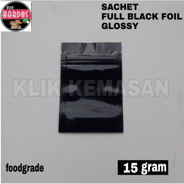 SACHET BLACK FOIL 15 GRAM WITH ZIPPER GLOSSY