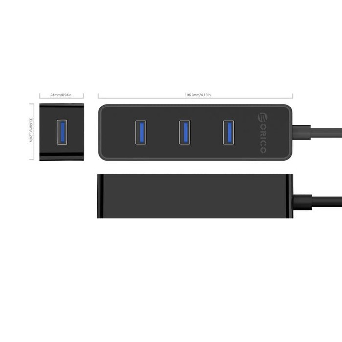 Usb 3.0 hub Orico 4 port 5Gbps slim super speed V812 w5ph4-u3 - Terminal usb3.0 4 slot 4port w5-ph4