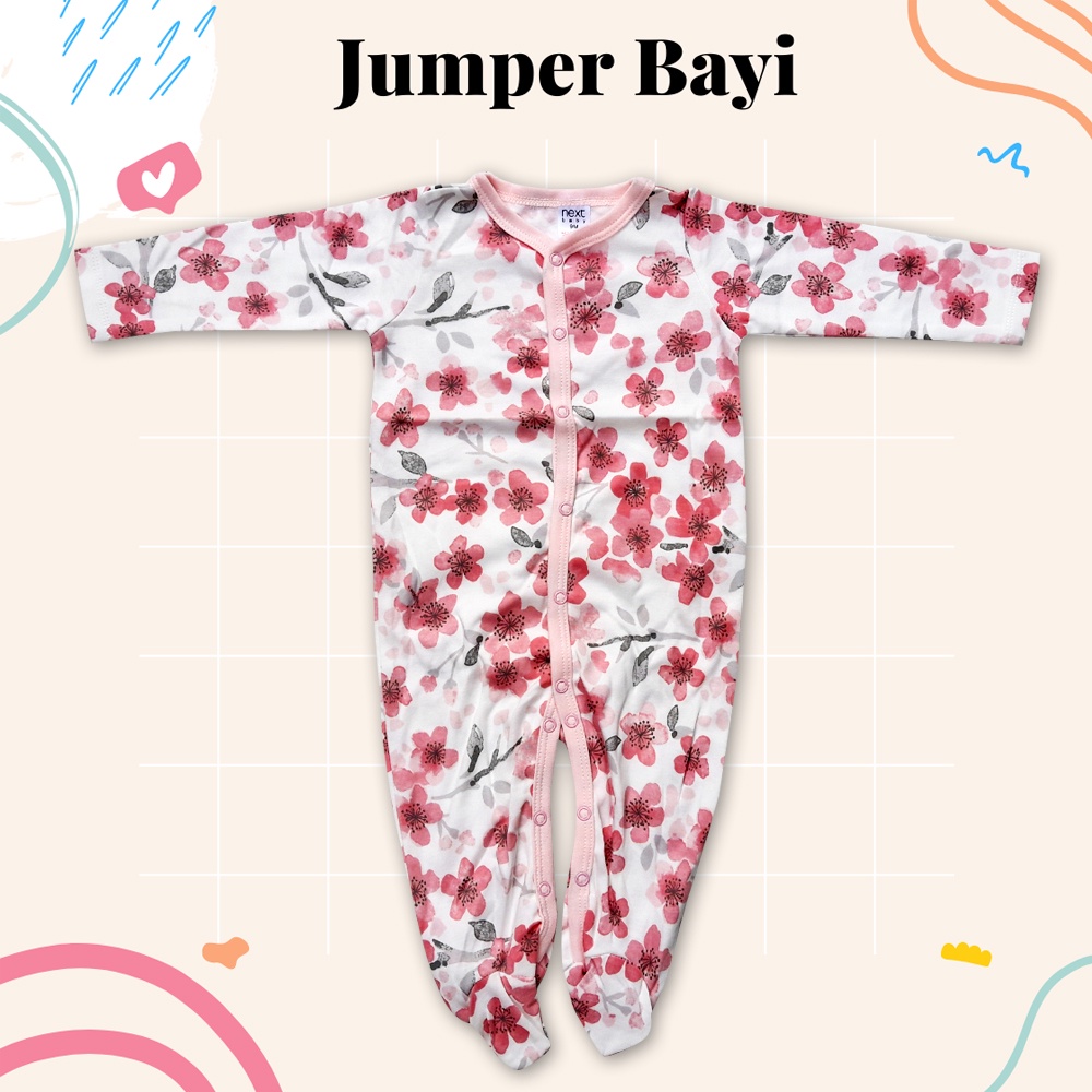 SLEEPSUIT BAJU TIDUR BAYI Cowok Cewek - Newborn s/d 12 Bulan Model Kaki Tertutup Lengan Panjang Kancing Tengah