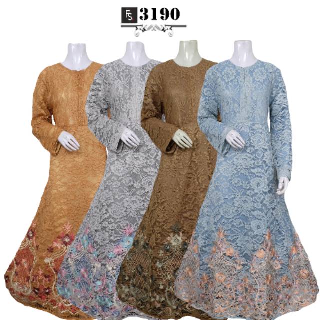 Baju Gamis Jumbo Brokat 2L – 5L FS3190