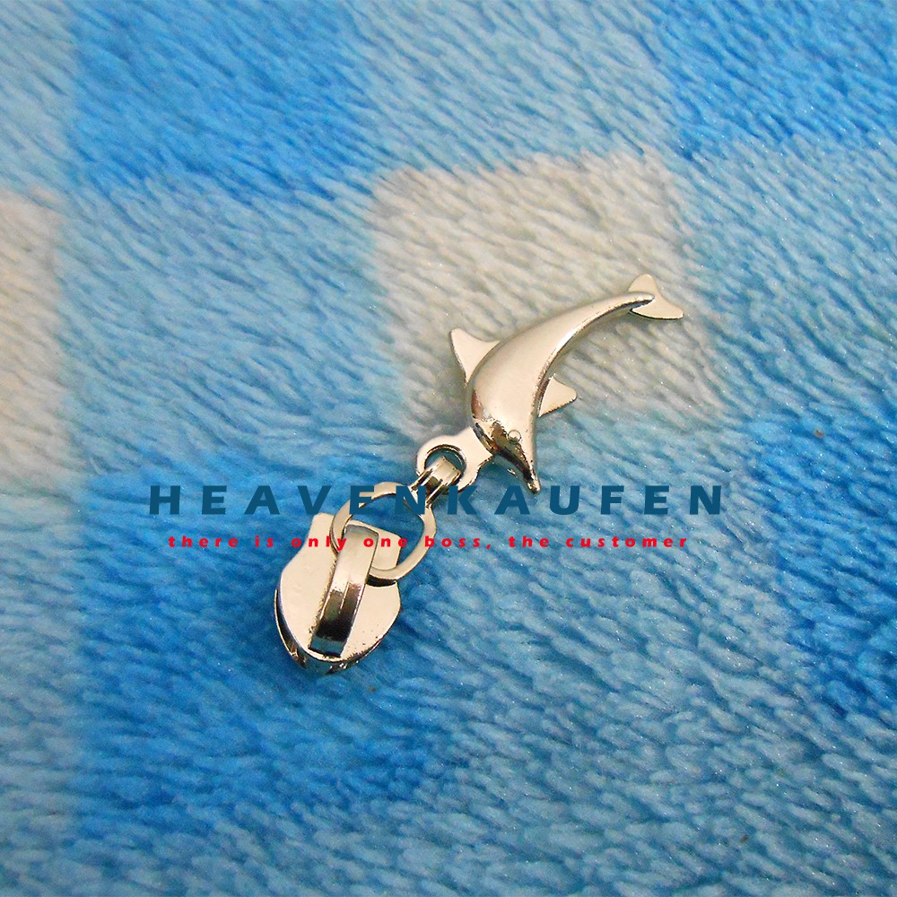 Kepala Resleting / Kepala Zipper Lumba-Lumba Dolphin Silver Nikel No 5