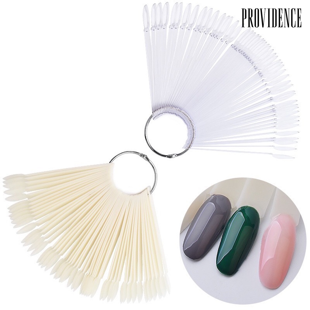 Providence 50Pcs Fan-shape Nail Art Tips Polish Board Display Practice Sticks Manicure Tool