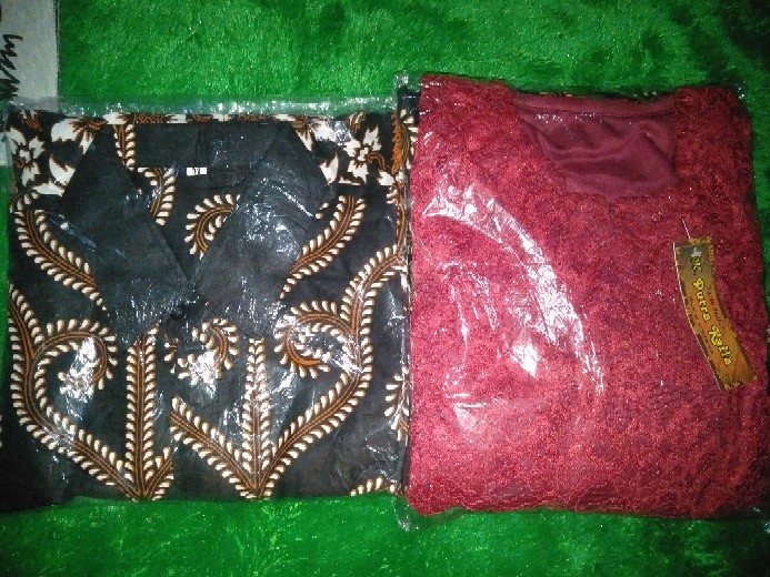 Zola_batik Batik Couple Gamis Brokat Lengan Pendek 2699 Lemah Teles