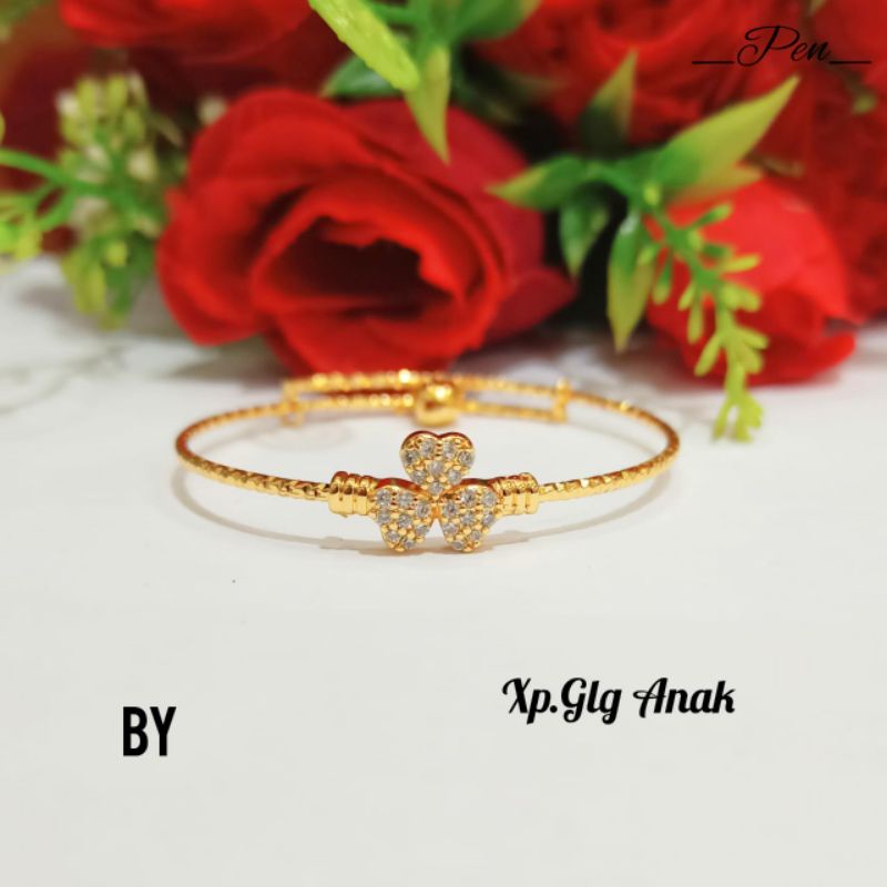 Gelang Krincing Anak Plat Permata Motif Perhiasan Motif Korea Tidak Karat COD