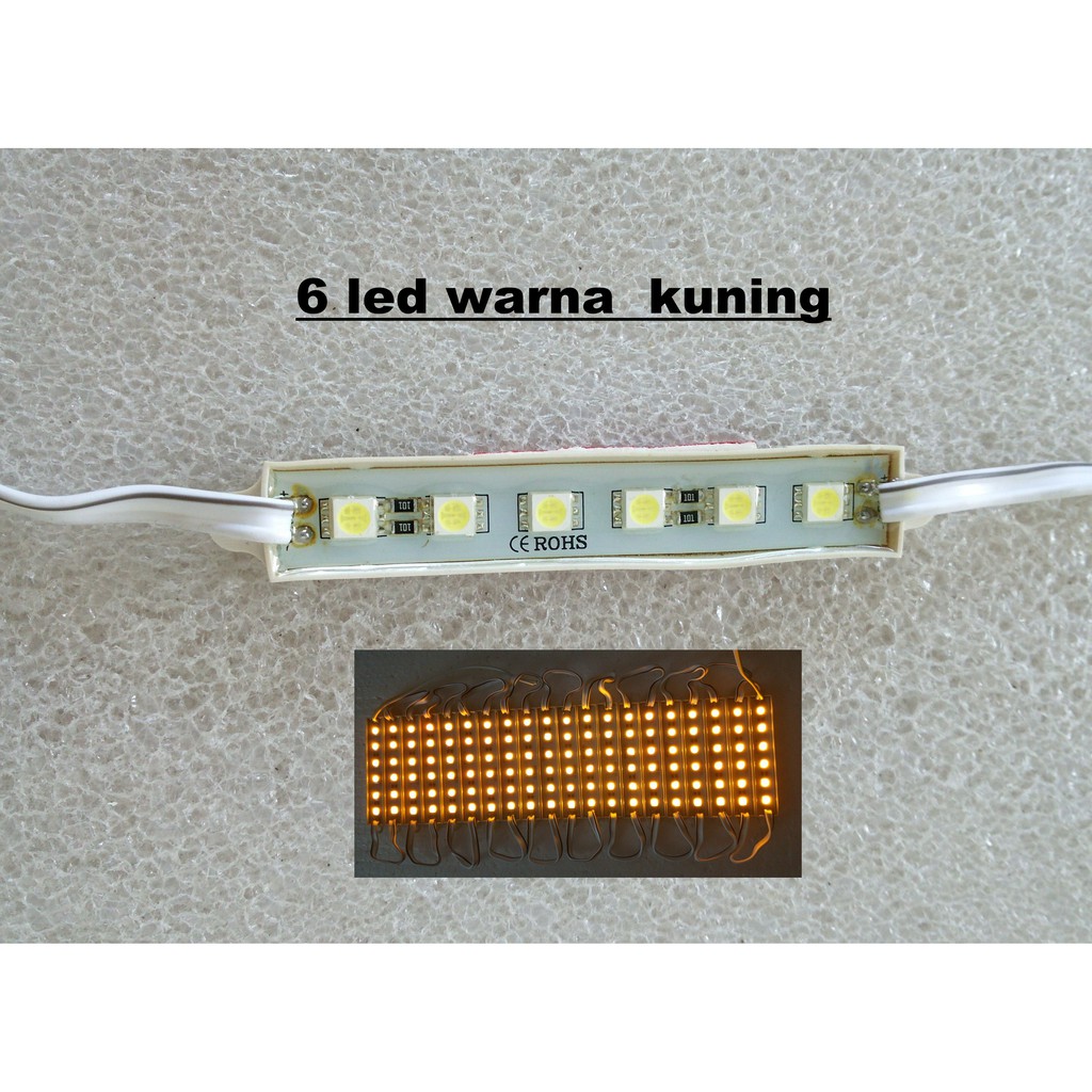 Modul LED Strip 6 Mata SMD 5050 WATERPROOF 12v Warna Kuning