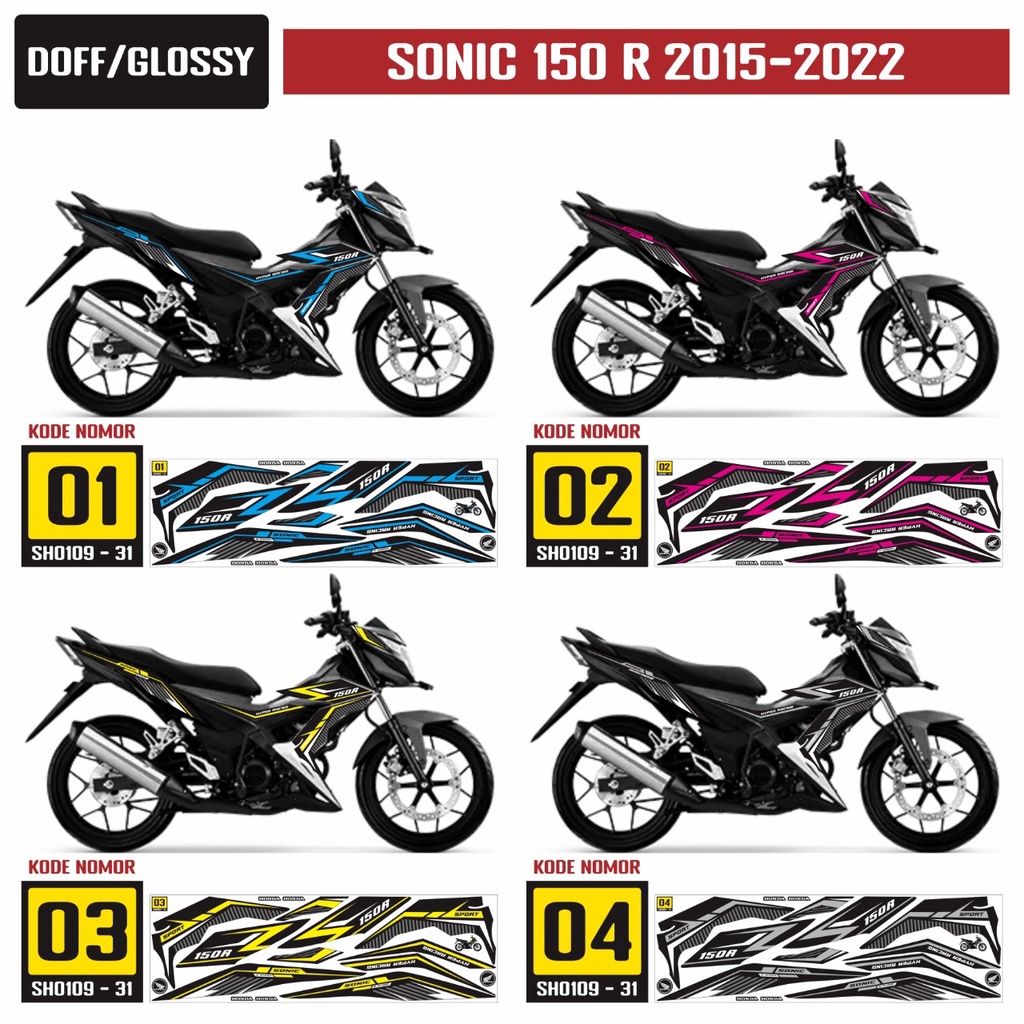 Sticker Striping Honda Sonic 150 R 2015-2022 Variasi GLOSSY/ DOFF Semua Ready Bisa COD