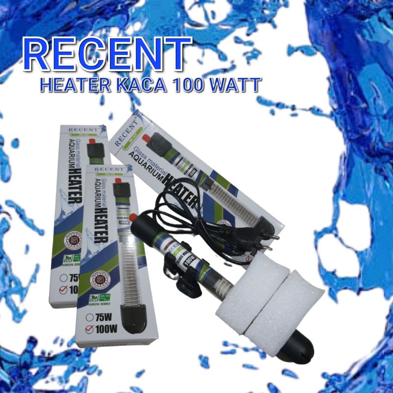 Heater Kaca RECENT 100 WATT Pemanas Air Aquarium ikan Glass Material