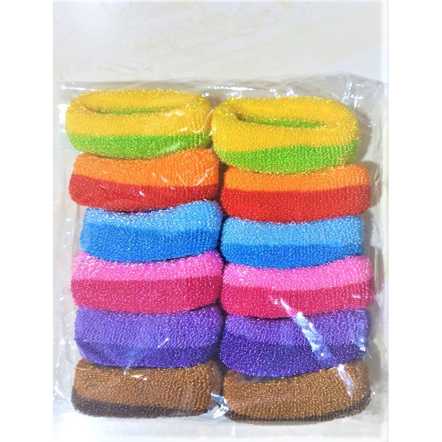 Ikat Rambut Donat Kilap Rajut Tebal Bahan Nylon Kunciran Ponytail Karet Rambut Sporty Warna Warni-IR Donat-2WARNA