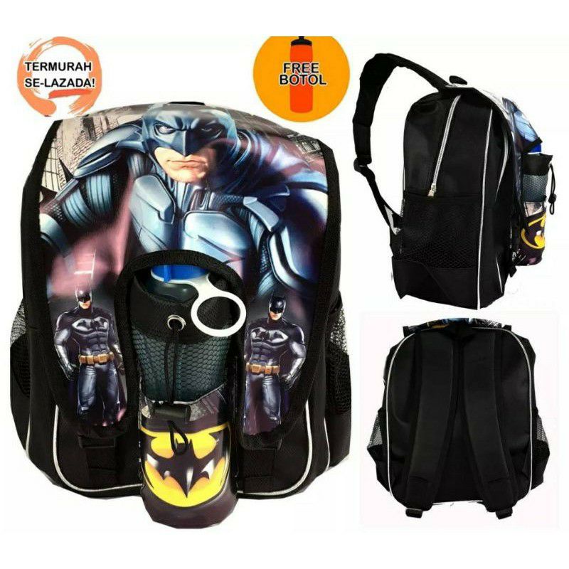 TROLY BATMAN Tas Ransel anak laki-laki Roda Free botol minuman