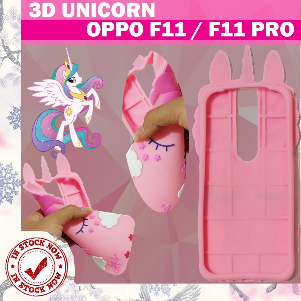 Silikon 3D Karakter Oppo F11 / F11 Pro Unicorn 3D Case Boneka Oppo F11 / F11 Pro Silikon 4D Case