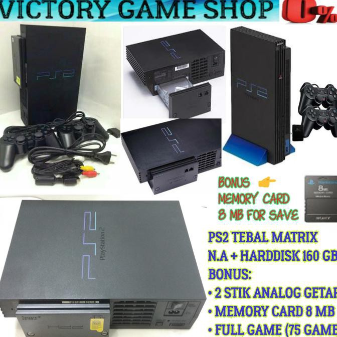 PS2 PS 2 FAT SONY PLAYSTATION 2 MATRIX + HARDDISK HDD + 2 STIK KOMPLIT - Satu Stik No MC