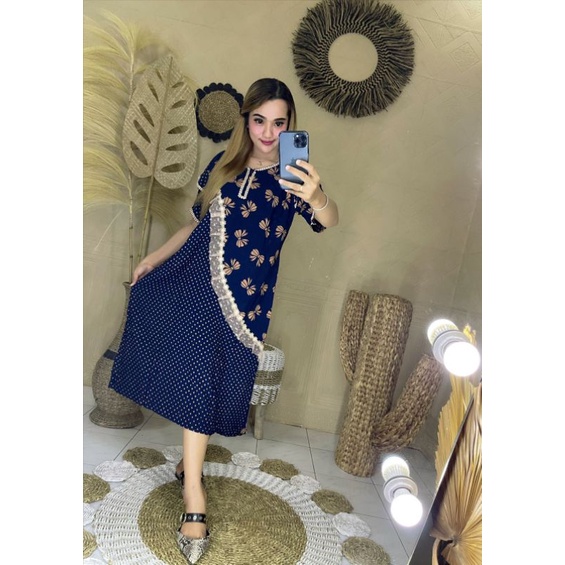 DASTER ARAB ZEMA | RAYON SUPER GRADE A | RESLETING DEPAN BUSUI | RENDA MILO-Pita navy