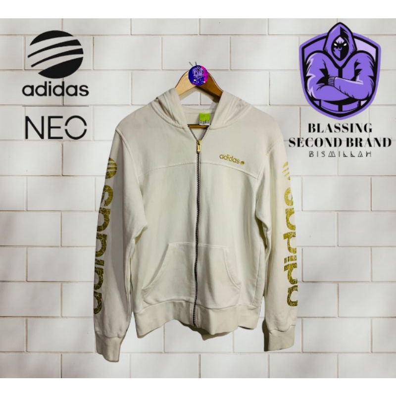 Zipper Hoodie Adidas Neo Print Logo Second Original