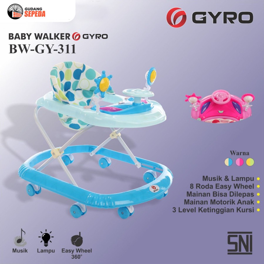 Baby Walker Gyro BW GY311 Kereta Dorong Balita Garansi Original SNI COD-Biru
