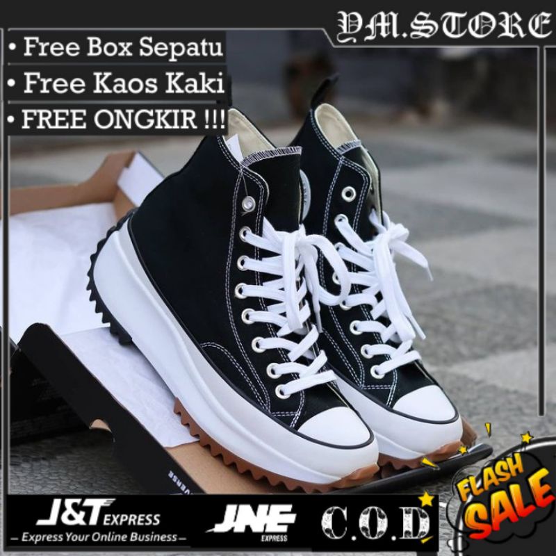 V B  Sepatu  Converse Run Star Hike Black White Wanita 