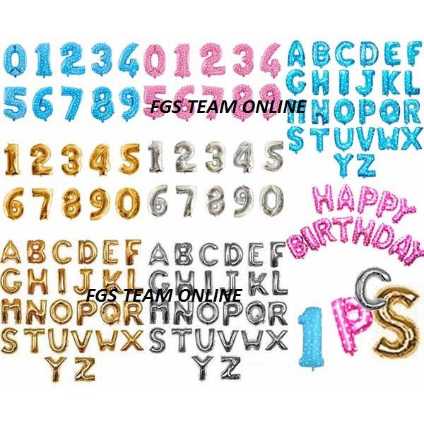 BALON FOIL ANGKA DAN ABJAD/BALON ACARA FOIL WARNA ANGKA DAN ABJAD