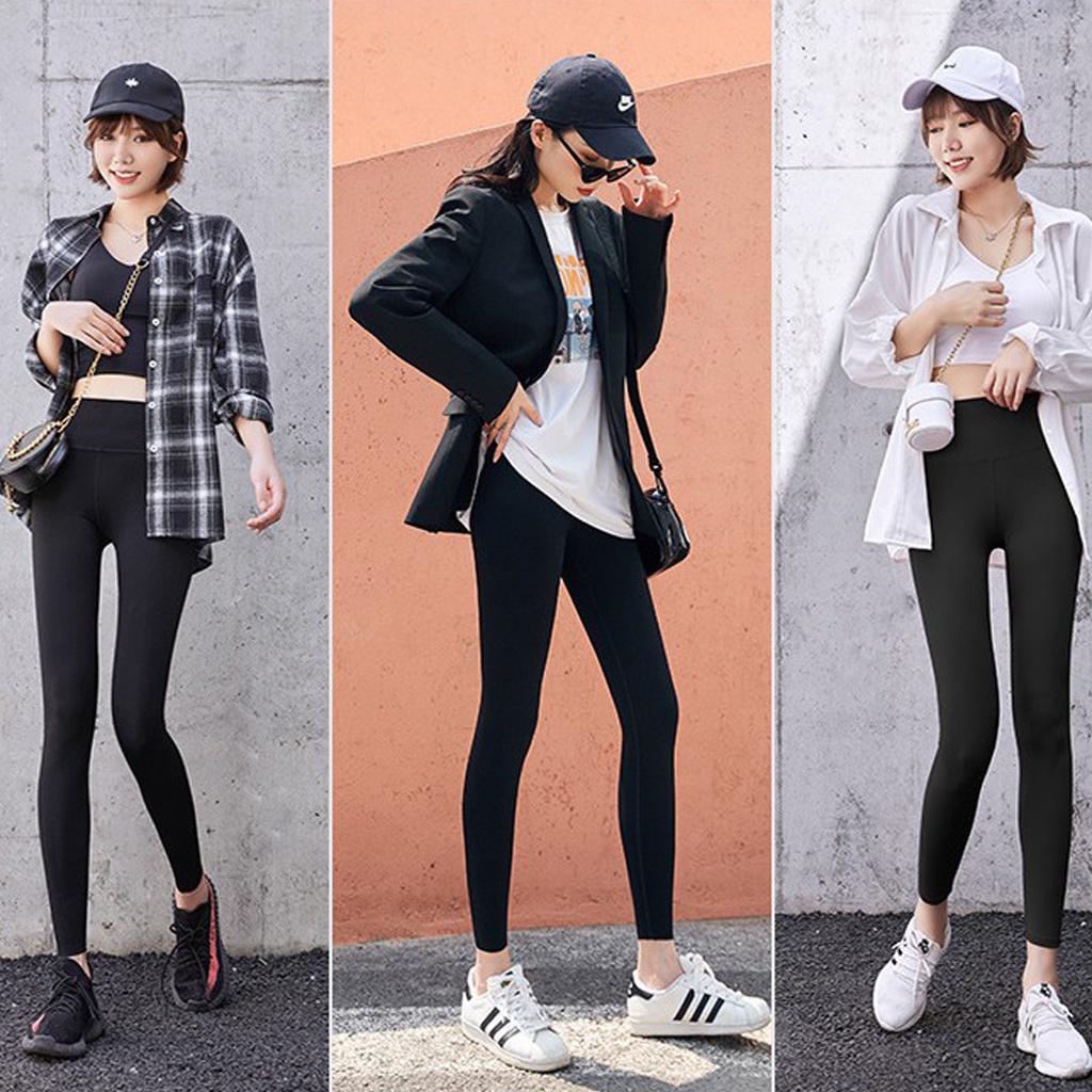 ☀ INDOLAND ☀ Yoga Legging Celana Olahraga Wanita High Waist Polos Gym &amp; Fitness &amp; Yoga &amp; Running B071