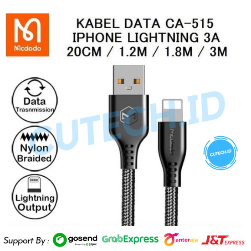 MCDODO KABEL DATA IPHONE LIGHTNING 3A FAST CHARGING