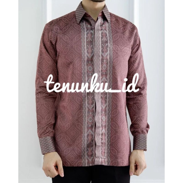 kemeja tenun pria lengan panjan ethnic songket - kemeja batik tenun songket pria premium / Kemeja ba
