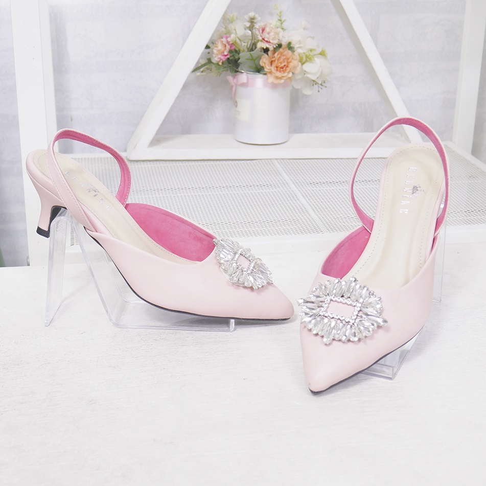 Bernx's Shoes - Jessica Sepatu Pesta Wanita Crystal Sling Back Heels 5 cm