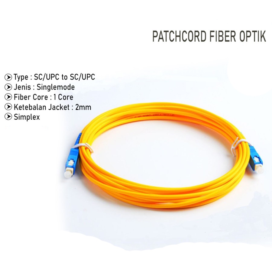 Kabel Patchcord FO Fiber Optic SC-SC UPC FTTH Single mode 1.5m/3m/5m/10m/15m/20m/30m