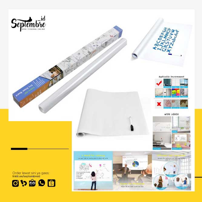 

Stiker Whiteboard 45x200 cm Stiker Papan Tulis Bonus Spidol Stiker Wallpaper Whiteboard