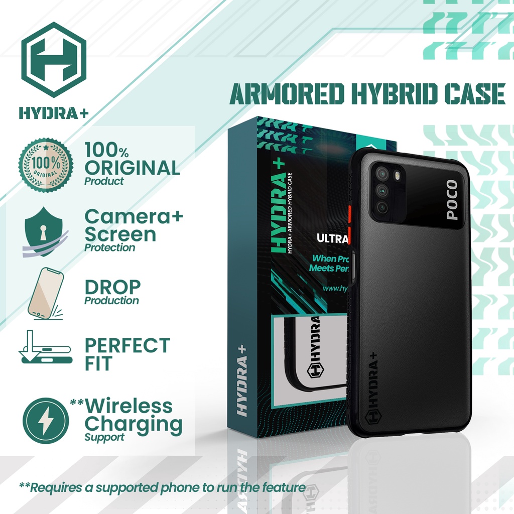 HYDRA+ Poco m3 Armored Clear Hybrid Case - Casing Hardcase Soft