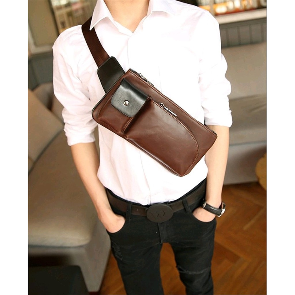 Tas selempang kulit tas selempang pria tas hp fashion pria  ORIGINAL Berkualitas