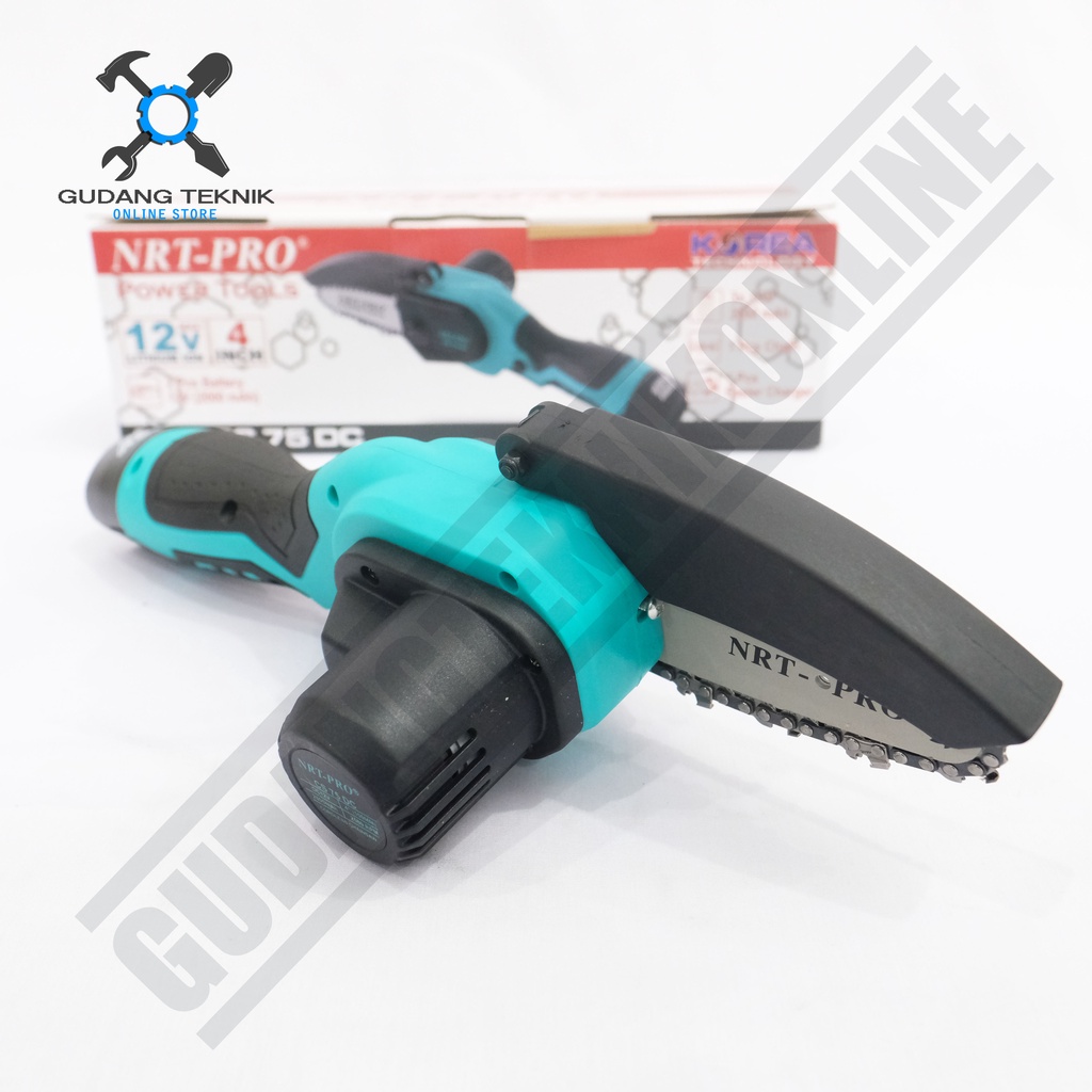 Mini CORDLESS Chainsaw 4&quot; NRT PRO CS75DC / Mesin Gergaji Kayu Mini BATERAI CS 75 DC NRT PRO