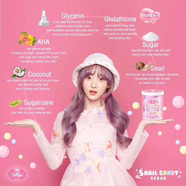 Snail Candy Scrub 3 in 1  by Jellys 300gr Original Thailand | Pengangkat Daki | Lulur | SPA | Browit.id