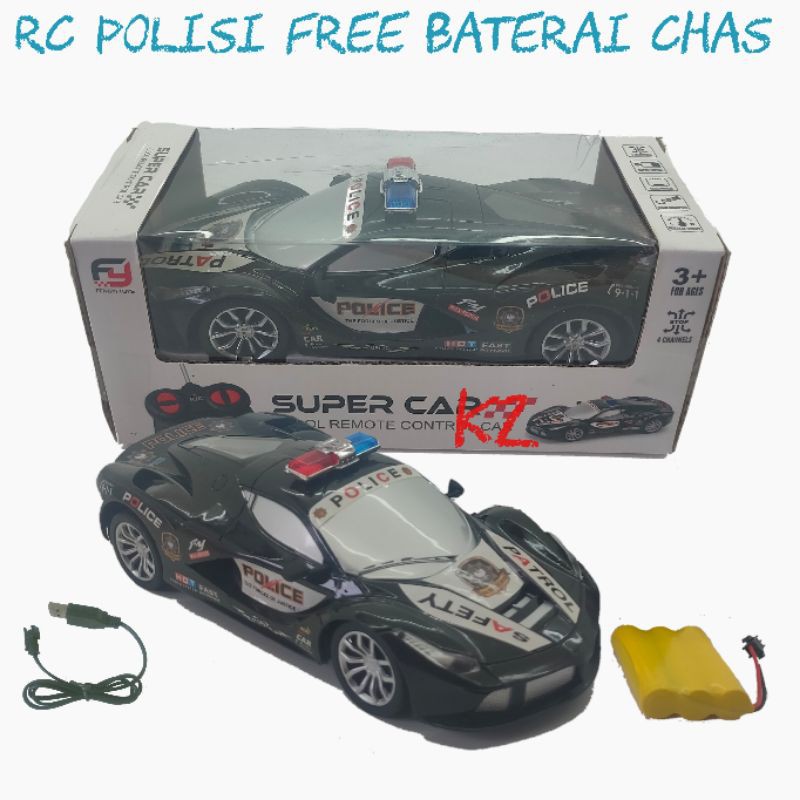 mobil RC polisi 1:20 dengan baterai chas