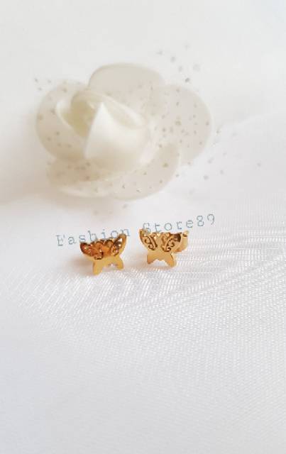 Anting Tusuk import titanium gold white Antikarat anting simple Titanium antikarat