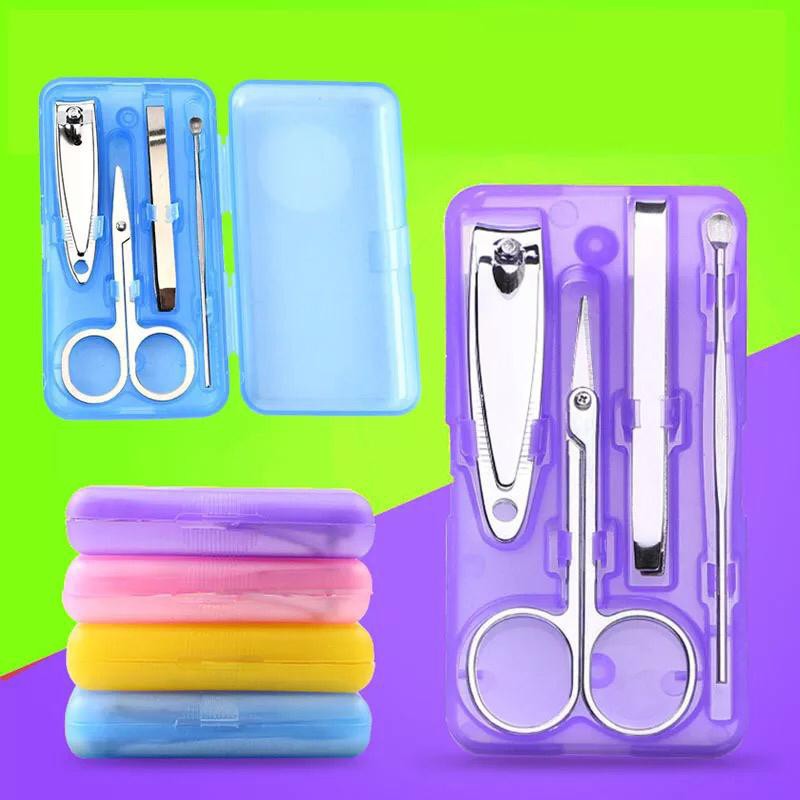 Manicure Pedicure Set Gunting Kuku Korek Telinga Jepit (BOX PLASTIK) [WARNA RANDOM]