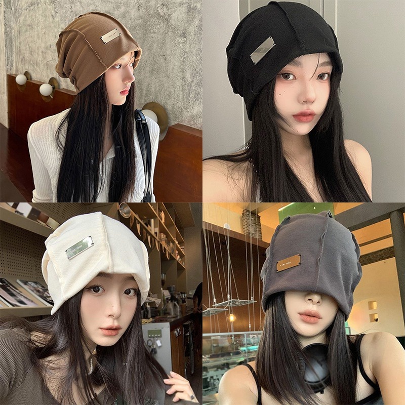 Topi Kupluk Rajut Gaya Korea Motif Tanda Metal Untuk Unisex / Pria / Wanita