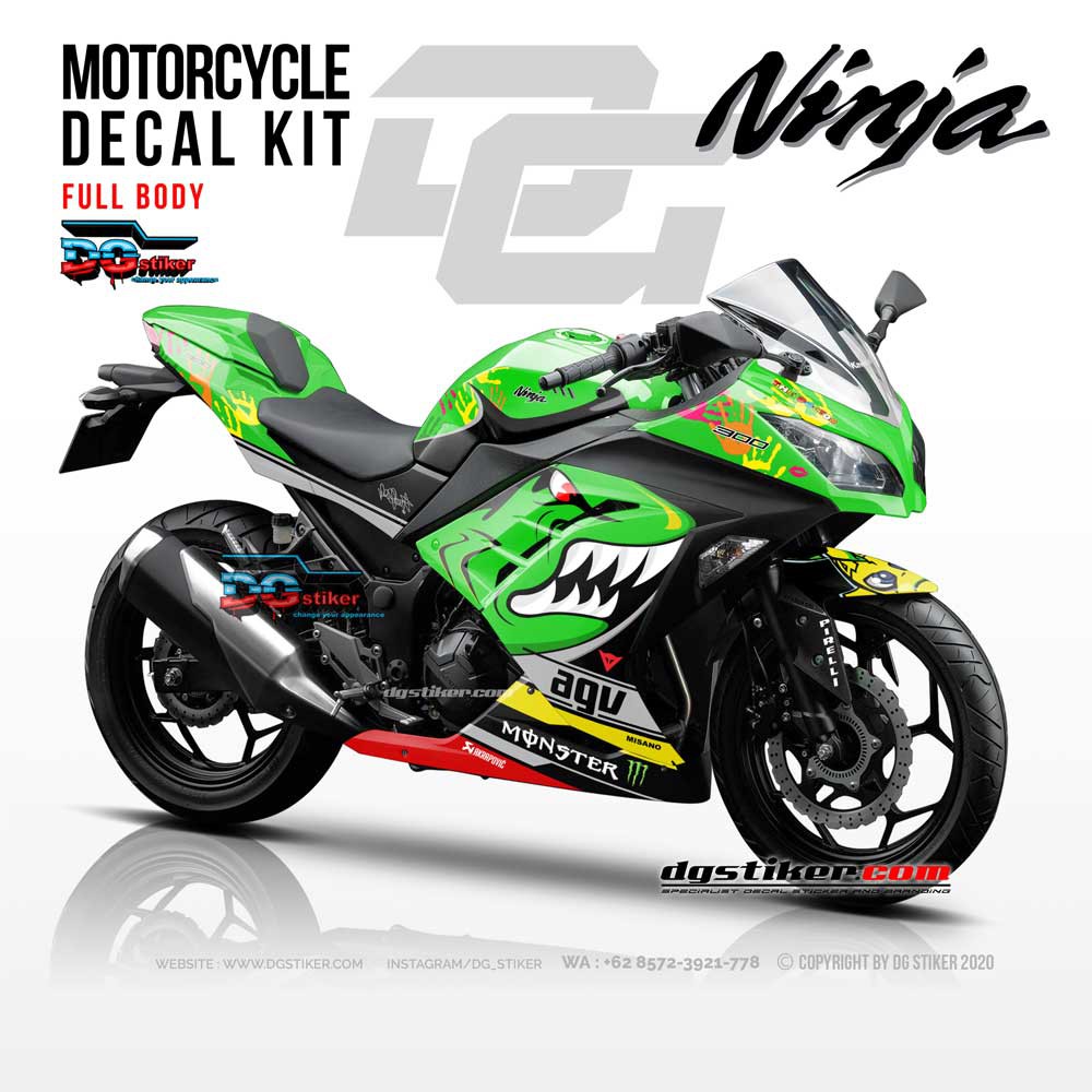 Decal Sticker Ninja 250 FI Hijau Shark