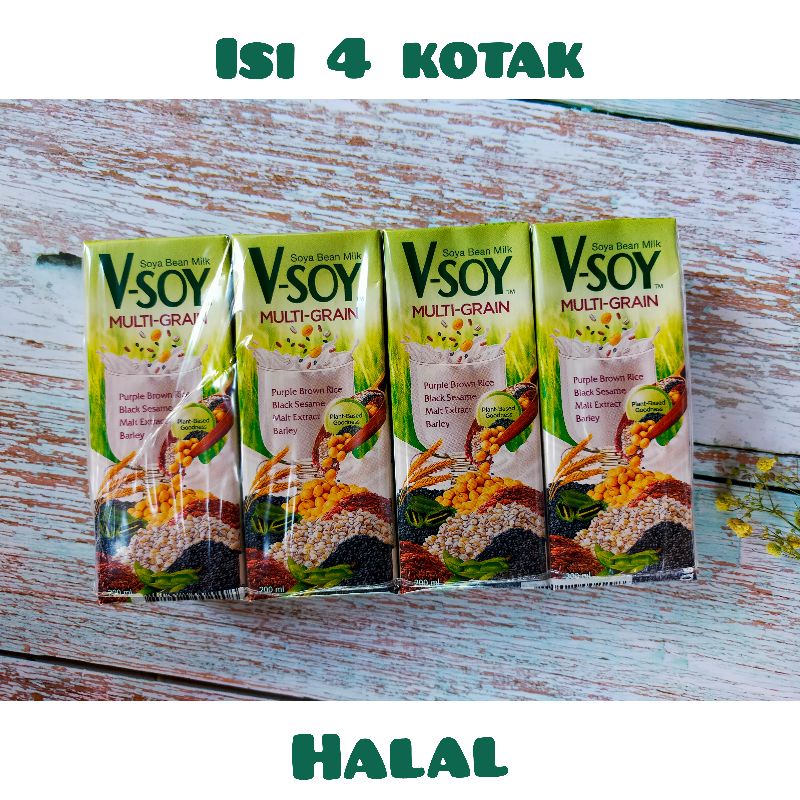 

Vsoy Susu Kedelai Premium Multi Grain Soy Milk 4 x 200 ml V-soy