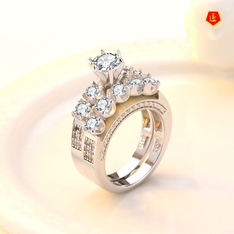 [Ready Stock]Creative Hollow Diamond Ring Set