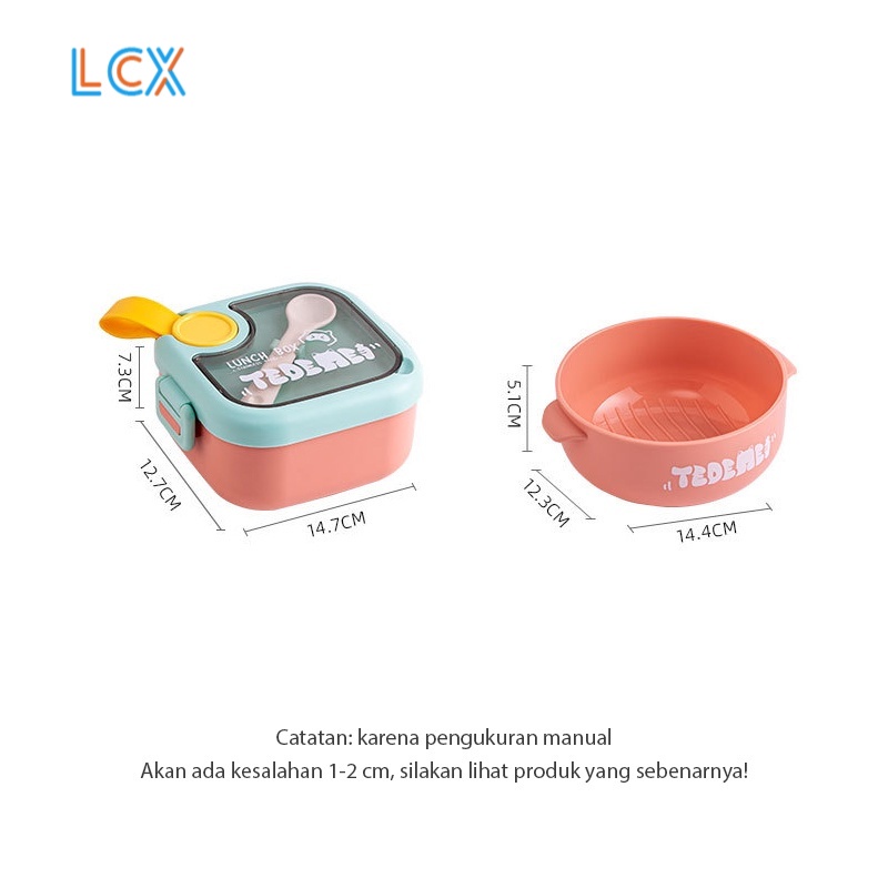 LCX Portabel Double-Layers Lunch Box kotak Makan Tahan Bocor Tempat Makan Lunch Box set Kotak Bekal VS-79