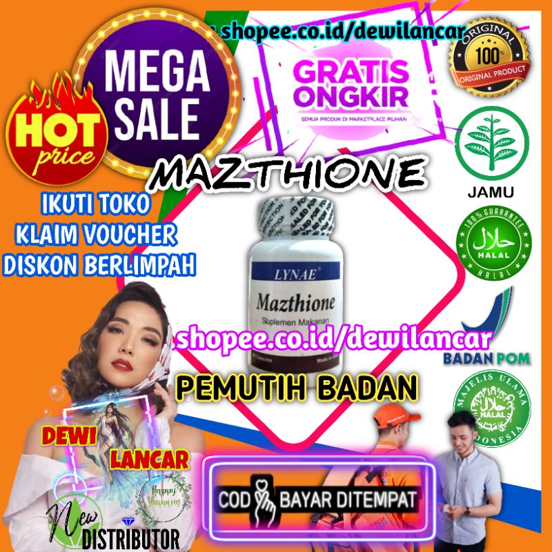 OBAT PENCERAH KULIT BADAN LYNAE MAZTHIONE ASLI 100% ORIGINAL SUPLEMEN OBAT PEMUTIH KULIT BADAN GNC G