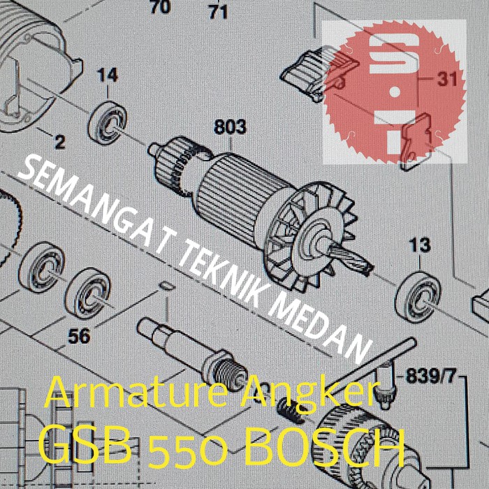 GSB550 ARMATURE ANGKER BOR TANGAN IMPACT DRILL 13MM BOSCH GSB 550