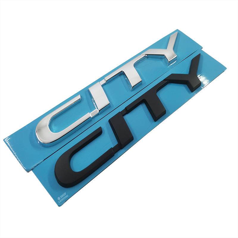 1 x ABS Chrome/Black CITY Logo Letter Car Rear Emblem Sticker Badge Decal Repalcement For Honda City