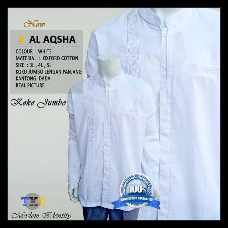 paling murah Baju Koko Putih , Baju Koko Bordir, Koko Lengan Panjang Jumbo Istiqlal terbaik