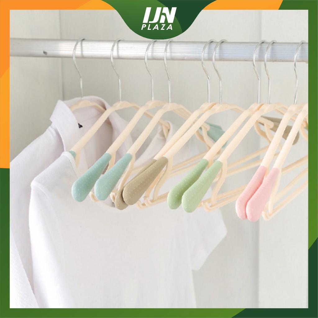 ❤ IJN ❤ Gantungan Baju Hanger Plastik | Plastic Hanger Pakaian Laundry Anti Slip Warna | Cloth Hanger Desain Bahu Lebar