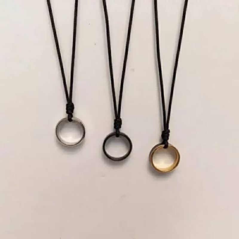 Kalung Tali Hitam Liontin Cincin || Kalung Liontin Cincin || Kalung Pria Kalung Wanita