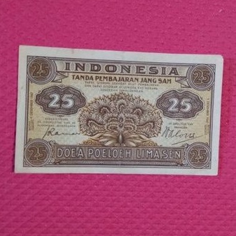 Uang Kertas Kuno 25 Sen Tahun 1947