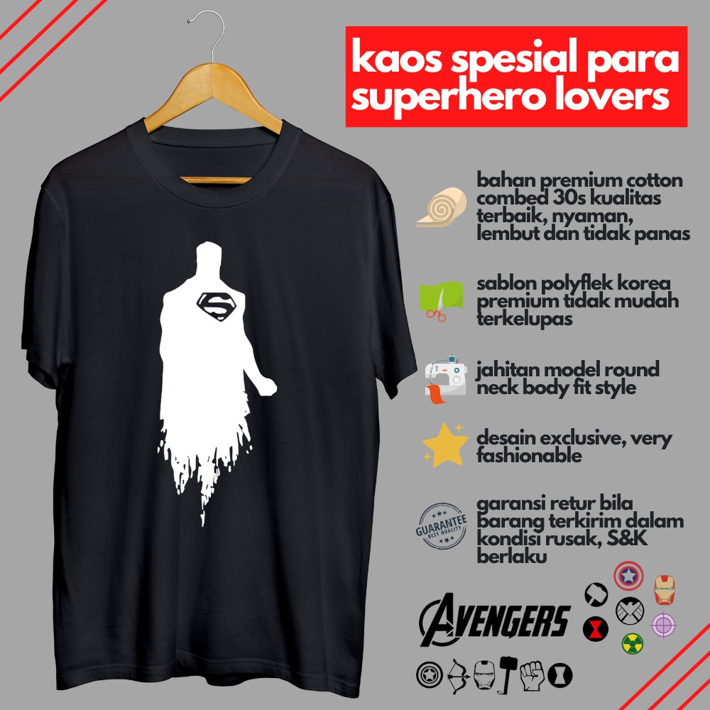 Kaos Distro Superhero DC Comic Superman Cowok Cewek Original Custom Original Murah Keren Kekinian